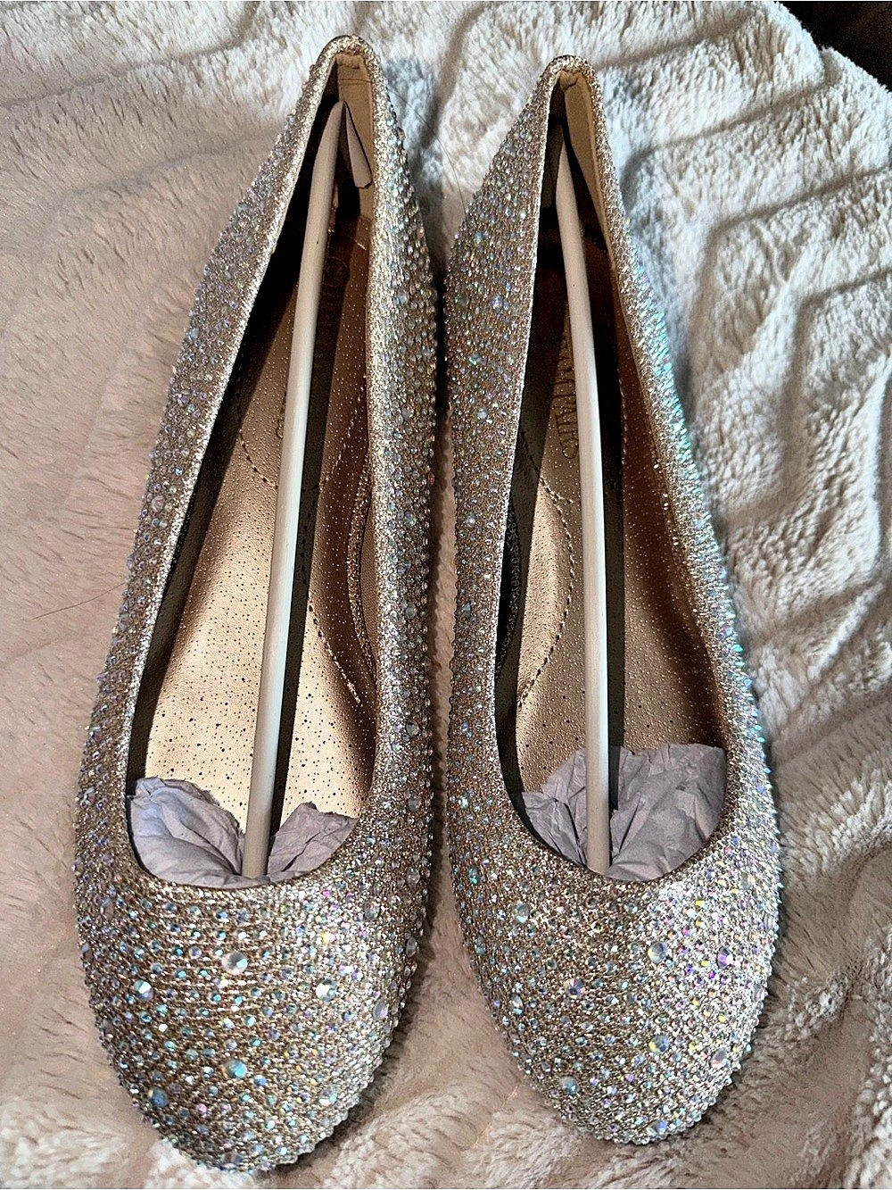 Dream Pairs Ballet Rhinestone Sparkly Flats Shoes Gold & Multicolor US 8.5